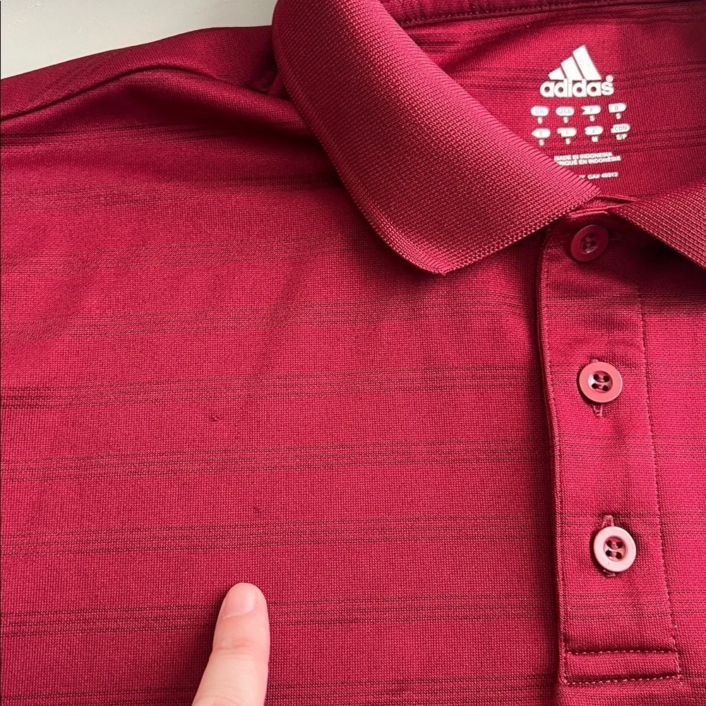Adidas Athleisure Polo Burgundy Stripe Size Small